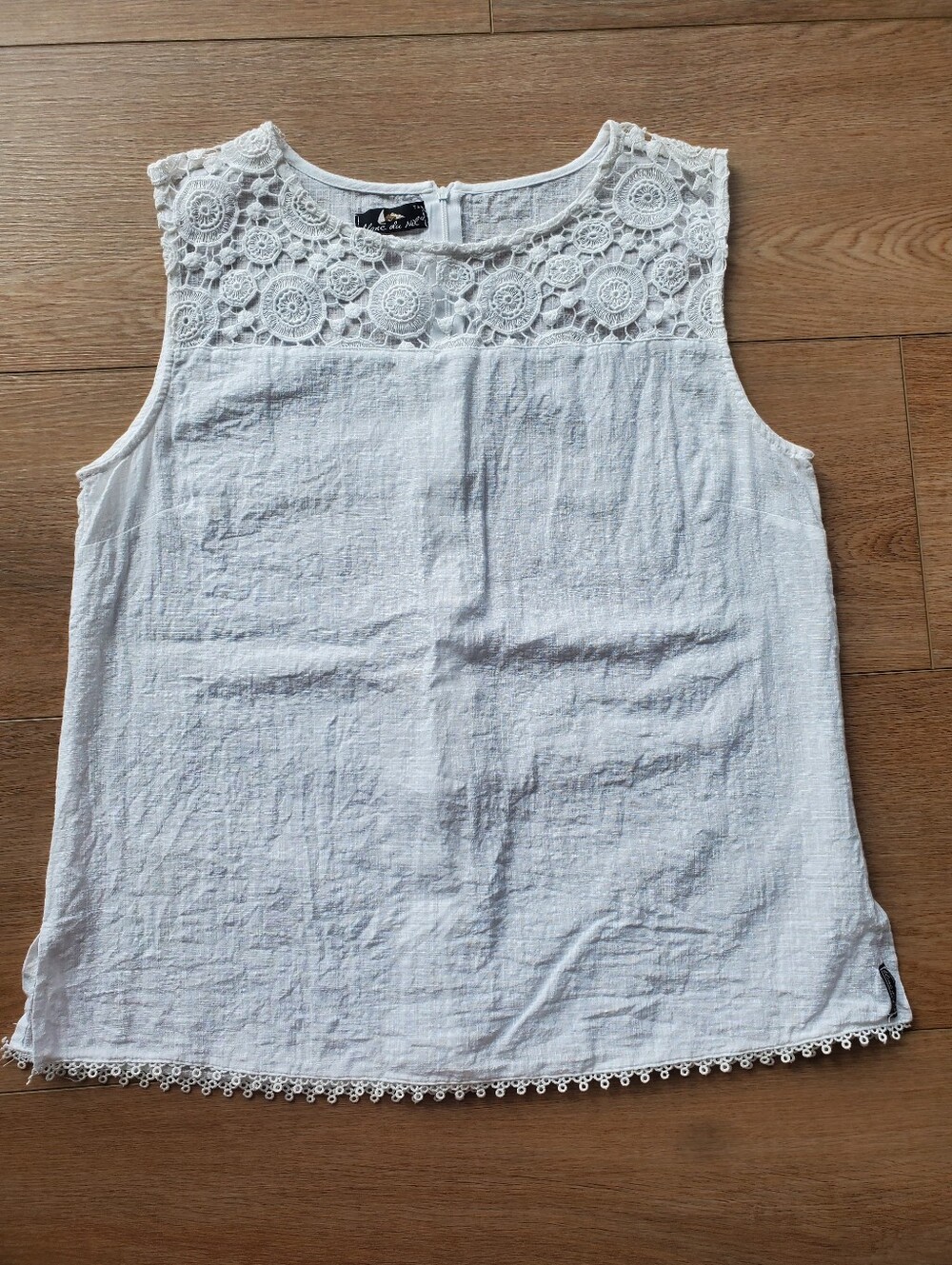Blanc Du Nil Cotton White Lace Crochet Detail Tank